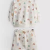0-18 meses | Conjunto de sudadera y pantalones cortos con estampado de comida