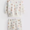 0-18 meses | Conjunto de sudadera y pantalones cortos con estampado de comida