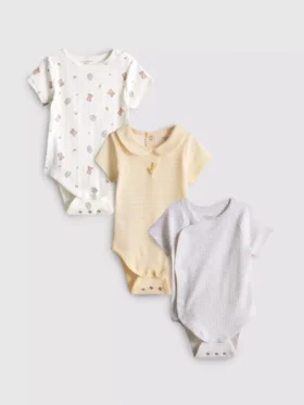 0-18 meses | Pack de 3 bodies de manga corta para recién nacidos con espacio para crecer