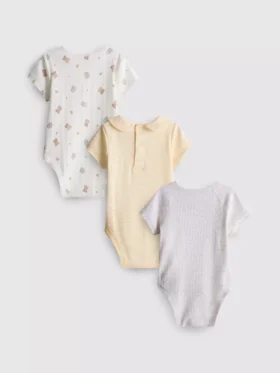 0-18 meses | Pack de 3 bodies de manga corta para recién nacidos con espacio para crecer