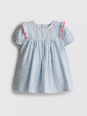 0-18 meses | Vestido de recién nacido a rayas de seersucker