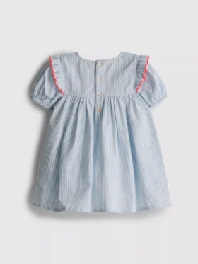 0-18 meses | Vestido de recién nacido a rayas de seersucker