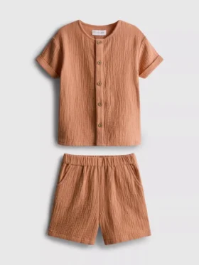 0-24 meses | Conjunto de camiseta y pantalones cortos de gasa
