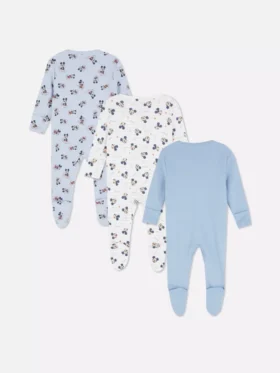 0-24 meses | Pack de 3 pijamas de una pieza con botones a presión de Mickey Mouse de Disney
