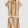 0-36 meses | Conjunto de camisa con textura a rayas y pantalones cortos