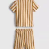 0-36 meses | Conjunto de camisa con textura a rayas y pantalones cortos
