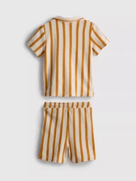 0-36 meses | Conjunto de camisa con textura a rayas y pantalones cortos