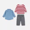 0-36 meses | Conjunto de camiseta de manga larga, pantalones y camisa vaquera