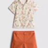 0-36 meses | Conjunto de camiseta estampada y pantalones cortos tipo chino