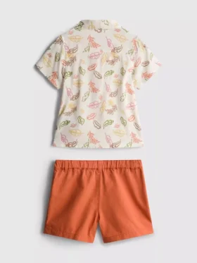 0-36 meses | Conjunto de camiseta estampada y pantalones cortos tipo chino