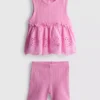 0-36 meses | Conjunto de camiseta sin mangas con ojales y pantalones cortos