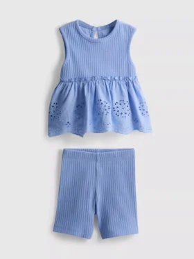 0-36 meses | Conjunto de camiseta sin mangas con ojales y pantalones cortos