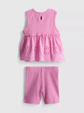 0-36 meses | Conjunto de camiseta sin mangas con ojales y pantalones cortos