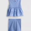 0-36 meses | Conjunto de camiseta sin mangas con ojales y pantalones cortos