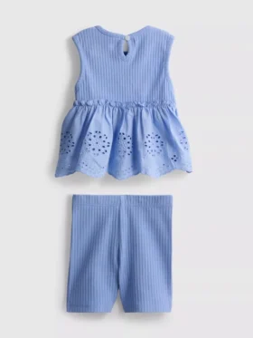 0-36 meses | Conjunto de camiseta sin mangas con ojales y pantalones cortos