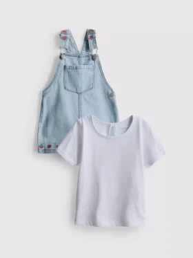 0-36 meses | Conjunto de camiseta y peto con bordado de frutas