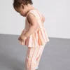 0-36 meses | Conjunto de top con peplum a rayas y pantalones