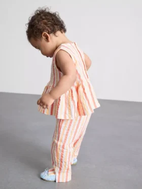 0-36 meses | Conjunto de top con peplum a rayas y pantalones