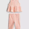 0-36 meses | Conjunto de top con peplum a rayas y pantalones