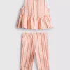 0-36 meses | Conjunto de top con peplum a rayas y pantalones