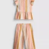 0-36 meses | Conjunto de top con volantes a rayas y pantalones