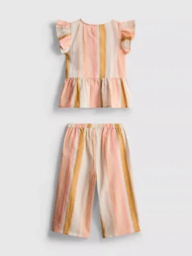 0-36 meses | Conjunto de top con volantes a rayas y pantalones