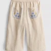 0-36 meses | Pantalones de pierna recta con apliques florales