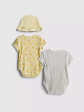 0-9 meses | Conjunto para recién nacidos con mis primeros bodies de vacaciones y gorrito para el sol