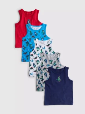 1,5-10 años | Pack de 5 camisetas sin mangas con estampado de dinosaurios