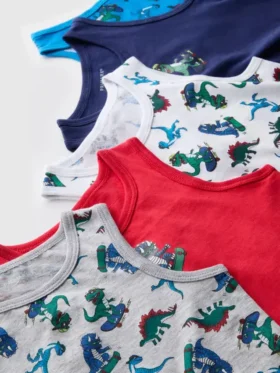 1,5-10 años | Pack de 5 camisetas sin mangas con estampado de dinosaurios