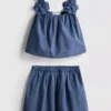 1,5-12 años | Conjunto de blusa y falda con apliques florales de mezcla de lino de The Edit