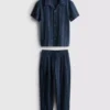 1,5-12 años | Conjunto de camisa y pantalones de algodón con rayas texturizadas de The Edit