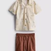 1,5-8 años | Conjunto de camisas y pantalones cortos de algodón slub