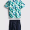 1,5-8 años | Conjunto de camisas y pantalones cortos de algodón slub