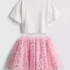 1,5-8 años | Conjunto de camiseta con estampado de unicornio y falda tutú