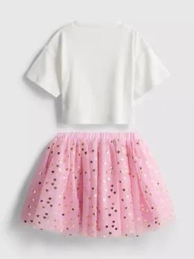 1,5-8 años | Conjunto de camiseta con estampado de unicornio y falda tutú