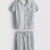 1,5-8 años | Conjunto de camiseta de punto a rayas y pantalones cortos