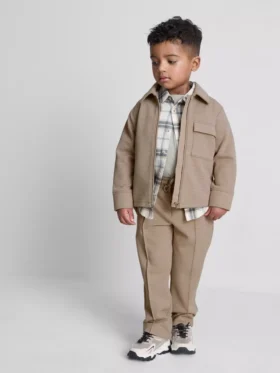 1,5-8 años | Conjunto de chaqueta de jacquard con cremallera y pantalones de chándal