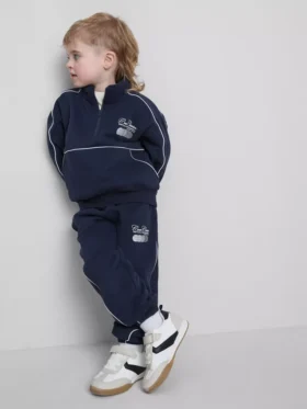 1,5-8 años | Conjunto de sudadera con cuello de embudo y pantalones de chándal
