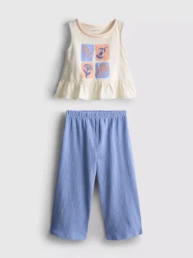 1,5-8 años | Conjunto de top con peplum bordado y pantalones