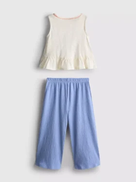 1,5-8 años | Conjunto de top con peplum bordado y pantalones