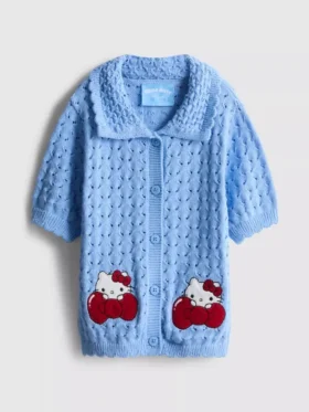 1,5-8 años | Cárdigan de manga corta con cuello de Hello Kitty en Pantalones Cortos