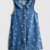 1,5-8 años | Vestido de denim sin mangas con cuello y estampado floral