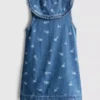 1,5-8 años | Vestido de denim sin mangas con cuello y estampado floral