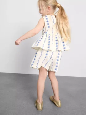 1,5-9 años | Conjunto de blusa y pantalones cortos bordados