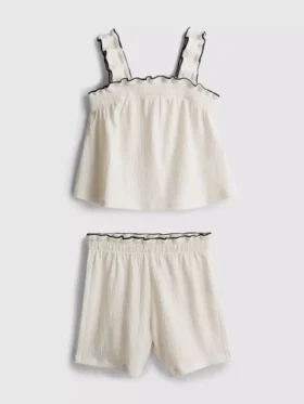 1,5-9 años | Conjunto de blusa y pantalones cortos con textura arrugada