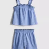 1,5-9 años | Conjunto de blusa y pantalones cortos con textura arrugada