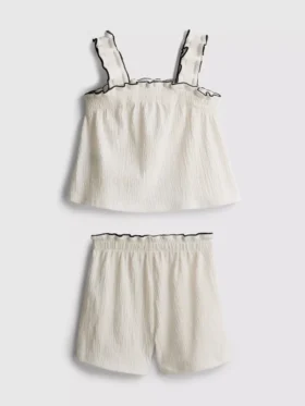 1,5-9 años | Conjunto de blusa y pantalones cortos con textura arrugada