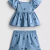 1,5-9 años | Conjunto de blusa y pantalones cortos de cambray