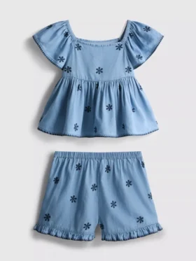 1,5-9 años | Conjunto de blusa y pantalones cortos de cambray